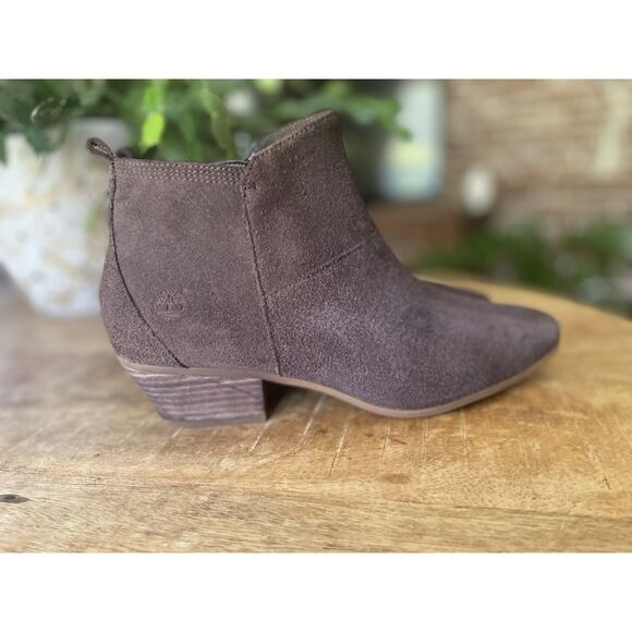 Timberland Women’s Suede Ankle Boots Brown Zip Block Heel Size 10 US - Picture 1 of 8